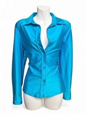 Vintage Bright Turquoise Button-Down Shirt